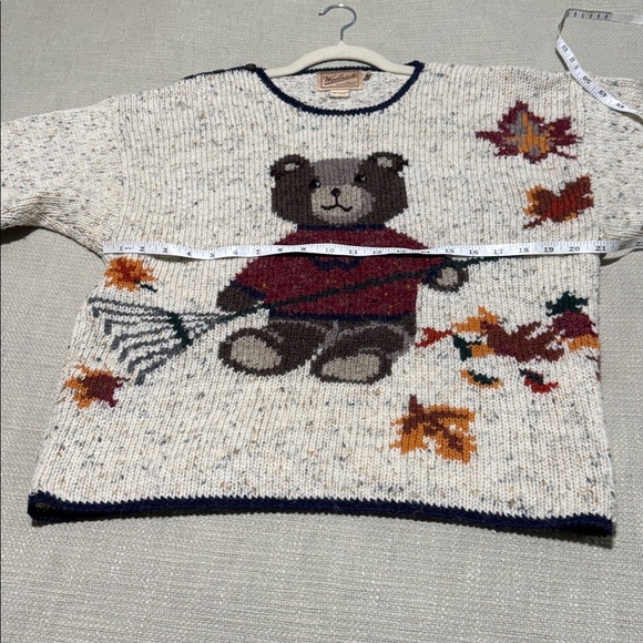 Woolrich Vintage Sweater Teddy Bear Women Medium Wool blend Autumn Leaves - Picture 8 of 10